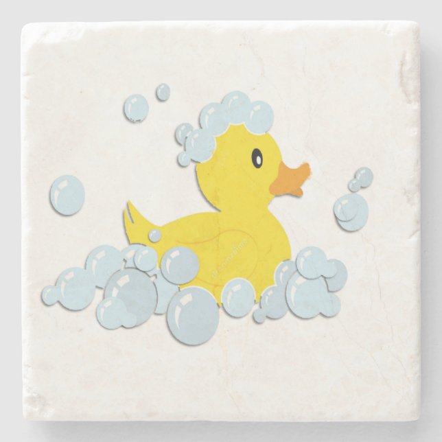 Rubber Ducky in Bubbles Stone Coaster (Front)