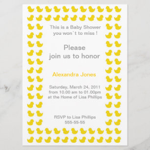 Rubber Ducky invitation for Baby Shower yellow