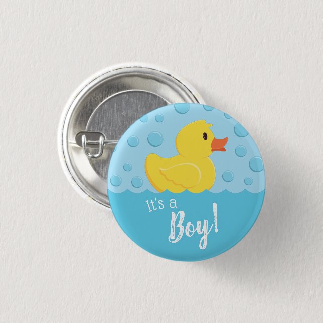 Rubber Ducky It's a Boy Button Pin Badge (Front & Back)