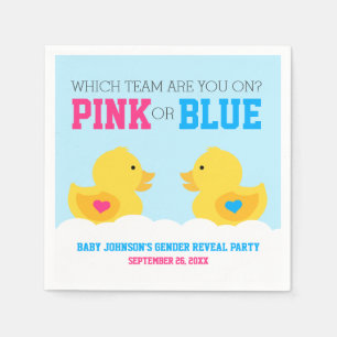 Rubber Ducky Pink or Blue Gender Reveal Party Napkin