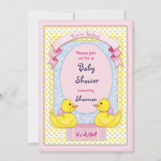 Rubber Ducky Pink Shower Invitation