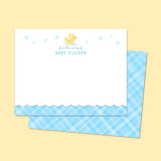Rubber Ducky Preppy Blue Plaid Note Card