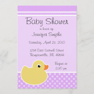 Rubber Ducky Purple Baby Shower Invitations