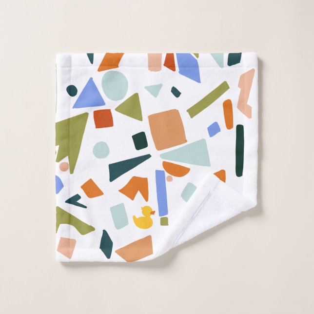 Rubber Ducky Terrazzo Pattern Bath Towel Set (Wash Cloth)