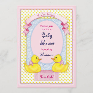 Rubber Ducky Twin Girls Douche Invitation
