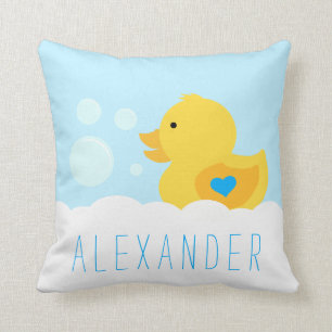 Rubber Ducky With Blue Heart Throw Pillow