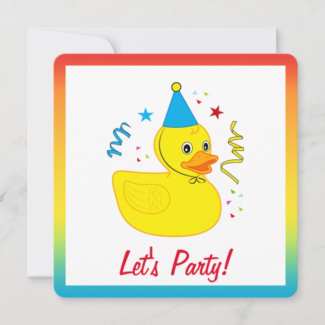 Rubber Ducky with Hat Birthday Party Invitation (Front)