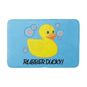Rubber Ducky with Heart-Filled Bubbles Bath Mat