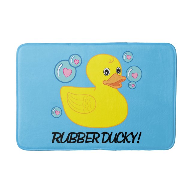 Rubber Ducky with Heart-Filled Bubbles Bath Mat (Front)