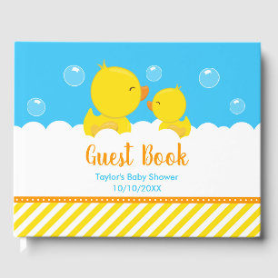Rubber Ducky Yellow and Blue Baby Shower Guest Book