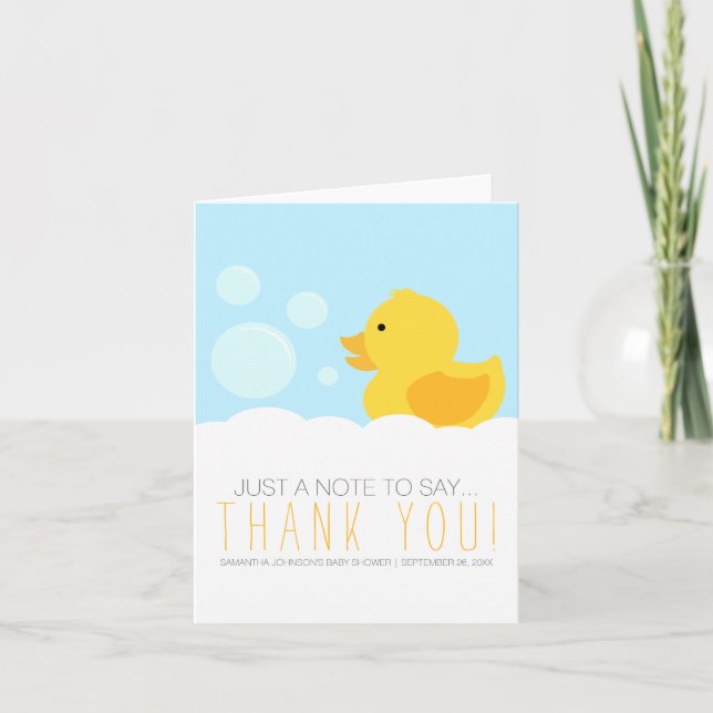 Rubber Ducky Yellow Neutral Baby Shower Thank You (Front)
