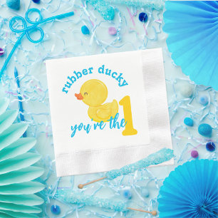 Rubber Ducky You're the One First Birthday Napkin