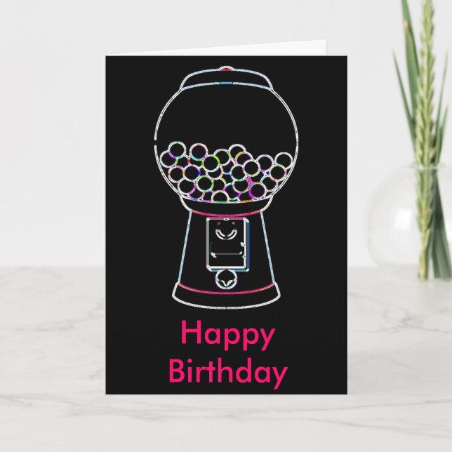 rubber machine Glow, Happy Birthday Card (Front)