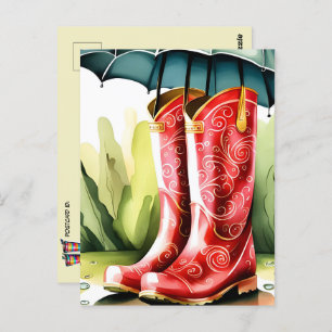 Rubber Rain Boots, Postcrossing Postcard