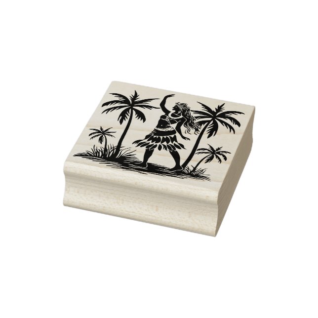 Rubber Stamp Hawaiian Dancer Palm Trees (Stamp)