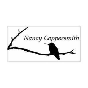 Rubber Stamp - Name with Hummingbird