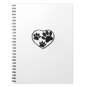 Rubber Stamped Heart And Pet Paw Prints Notebook