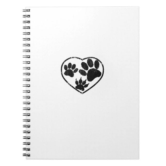 Rubber Stamped Heart And Pet Paw Prints Notebook (Front)