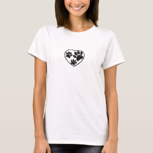 Rubber Stamped Heart And Pet Paw Prints T-Shirt