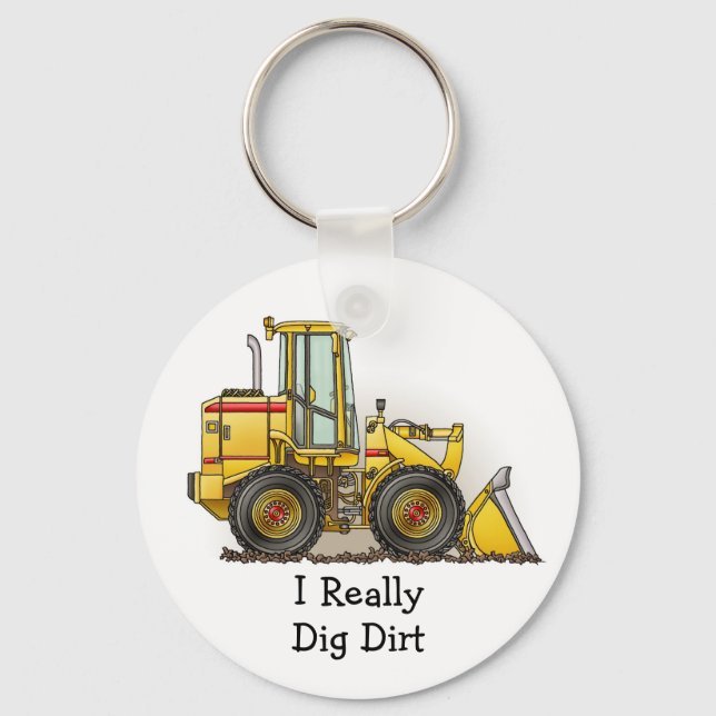 Rubber Tire Loader Construction Equipment Keychain (Front)