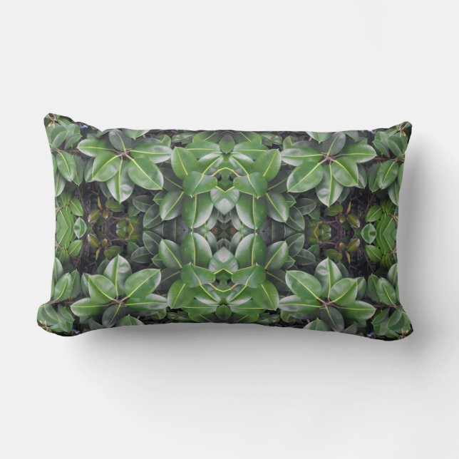 Rubber Tree Leaf Pattern Lumbar Pillow (Front)