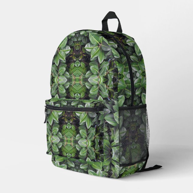 Rubber Tree Leaf Pattern Print Cut Sew Bag (Back Corner Right)