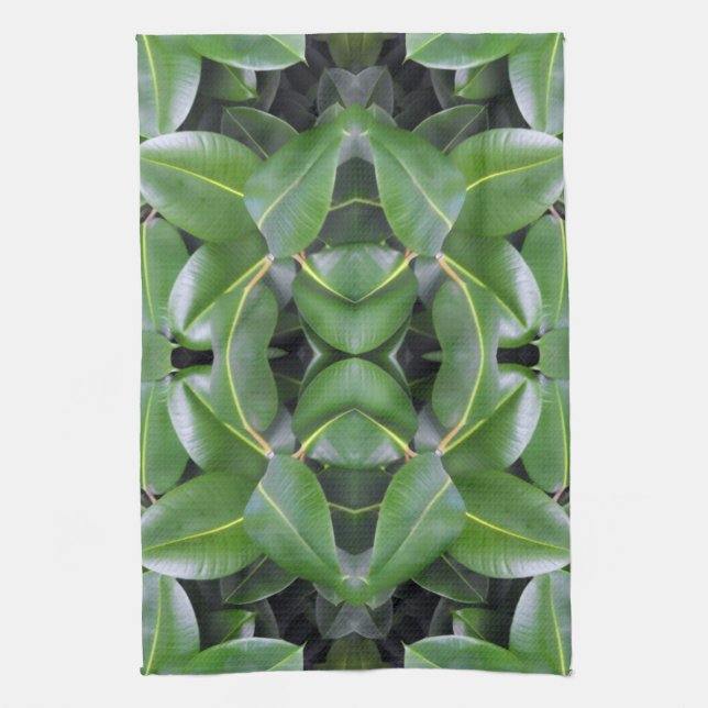 Rubber Tree Pattern Kitchen Towel (Vertical)