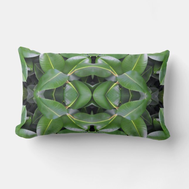 Rubber Tree Pattern Lumbar Pillow (Front)