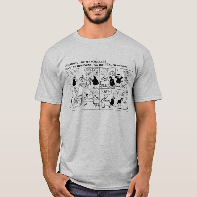 Rube Goldberg Watch Maker comic strip T-Shirt (Front)