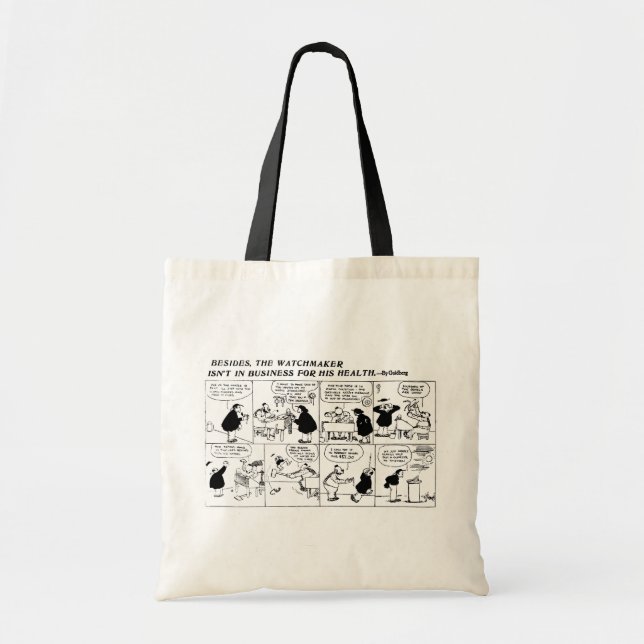 Rube Goldberg Watchmaker comic strip Tote Bag (Front)