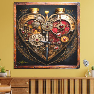 Rubies And Gears Heart Steampunk Series Canvas Print
