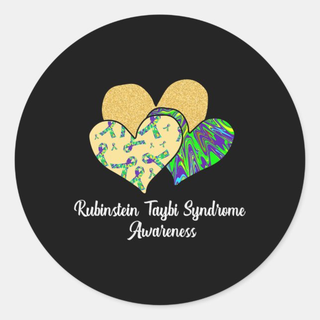 Rubinstein Taybi Syndrome Awareness Rts Hearts And Classic Round Sticker (Front)