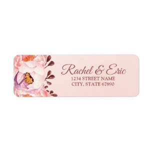 Rubis rose pâle Mariage Floral Adresse de retour L