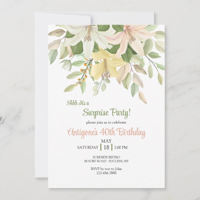 Rubrum Lilies Invitation (Front)