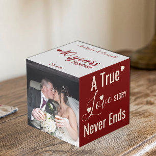 Ruby 40 years anniversary red grey photo cube