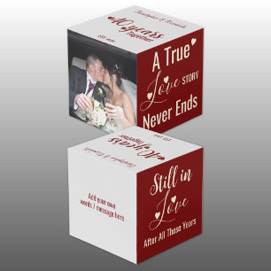 Ruby 40 years anniversary red grey photo cube