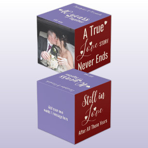 Ruby 40 years anniversary red purple photo cube
