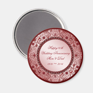 Ruby 40e anniversaire Mariage Magnet rond