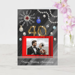 Ruby 40th Anniversary on Christmas 2 photos Card