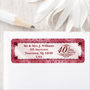 Ruby 40th Mariage Anniversary Adresse de retour La