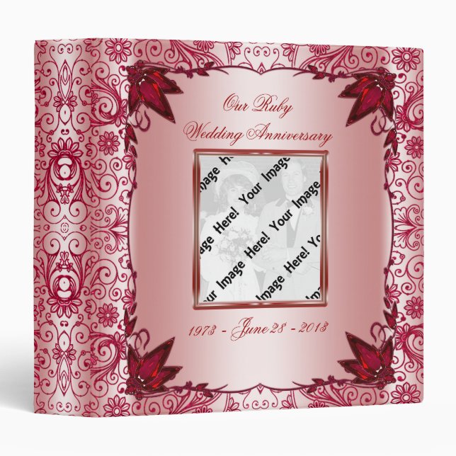 Ruby 40th Wedding Anniversary 1.5" Binder (Front/Spine)