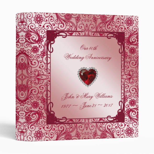 Ruby 40th Wedding Anniversary 1" Binder (Front/Spine)