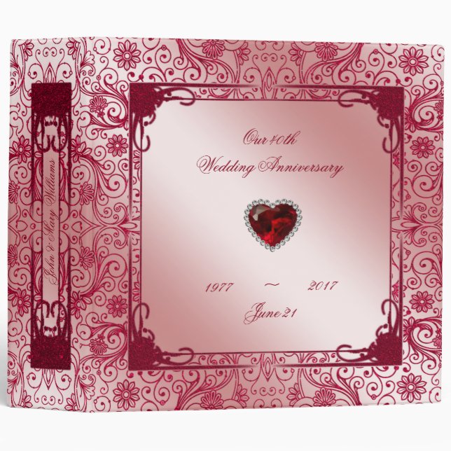 Ruby 40th Wedding Anniversary 2" Binder (Front/Spine)