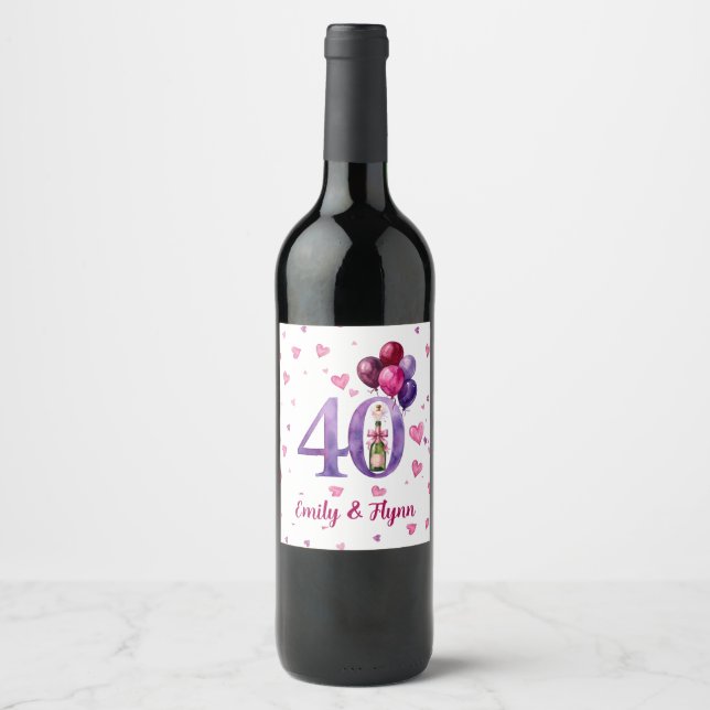 Ruby 40th Wedding Anniversary Bottle Label (Front)
