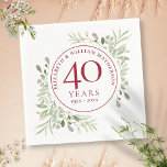 Ruby 40th Wedding Anniversary Country Greenery Napkin<br><div class="desc">Featuring delicate soft watercolor country garden greenery ,  this chic botanical 40th wedding anniversary napkin can be personalised with your special anniversary information in elegant ruby red text. Designed by Thisisnotme©</div>