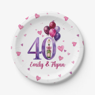 Ruby 40th Wedding Anniversary Paper Plate