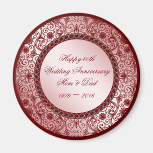 Ruby 40th Wedding Anniversary Round Magnet