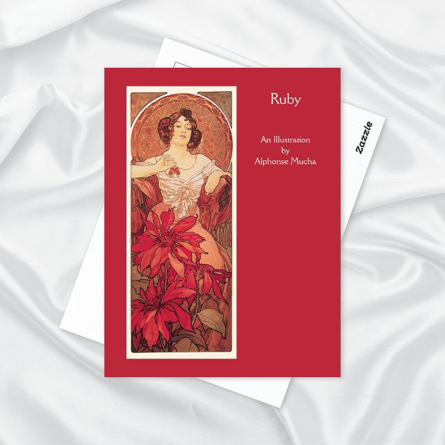 Ruby Alphonse Mucha Precious Stones Series Postcard (Creator Uploaded)