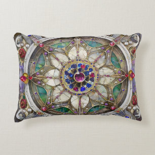 Ruby, Amethyst, Sapphire and, Pearl Mandala Accent Pillow