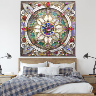 Ruby, Amethyst, Sapphire and, Pearl Mandala Canvas Print
